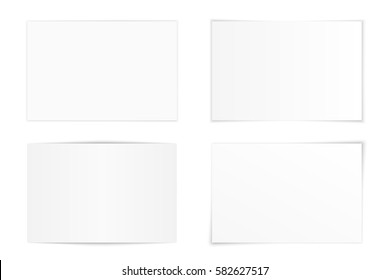 Vector set of curved photo frames with various shadows. Mock up of photos.