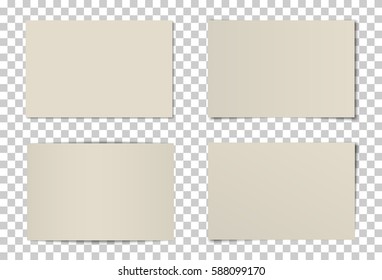 Vector Set Of Curved Photo Frames With Various Shadows. Mock Up Of Frames In Retro Style On Transparent Background.