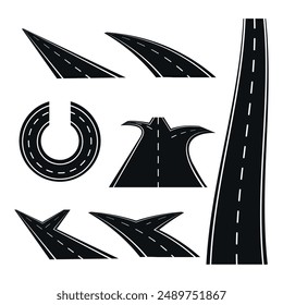 vector set of Curved roads, highways.