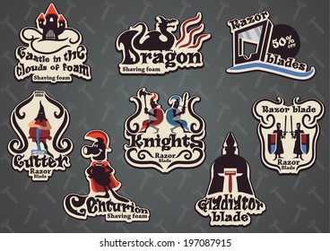 Vector set of custom knight labels