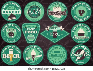 Vector set of customizable food and drink style labels