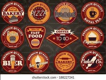 Vector set of customizable food and drink style labels