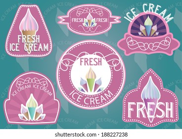 Vector set of customizable ice cream labels