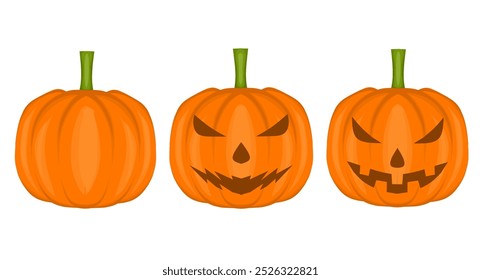 Vector Set of Cut Pumpkins for Halloween, Good for Posters, Magazines and Websites with a Halloween Theme