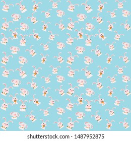 Vector set of cut rabbit,adorable cartoon animals background.￼