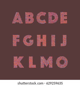 Vector set of cute alphabet letters with abstract Colorful Graffiti doodles style.   