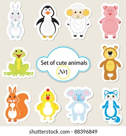 Vector set of cute animals - 1