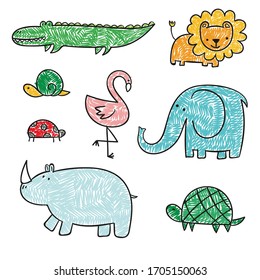 Vector set of cute animals.