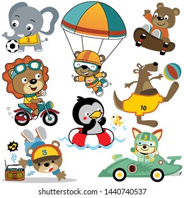 Vector set of cute animals cartoon in different activities