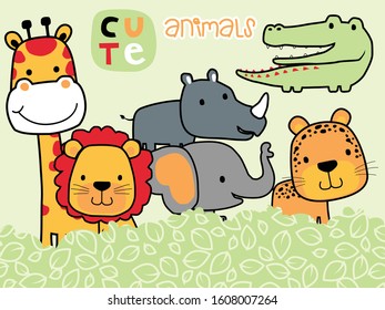 vector set of cute animals cartoon