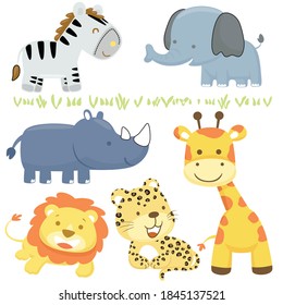 Vector set of cute animals cartoon
