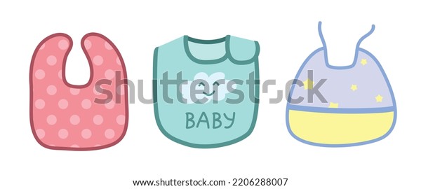 Vector Set Cute Baby Bib Clipart Stock Vector Royalty Free 2206288007