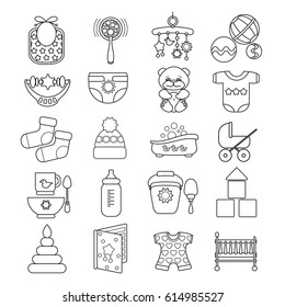 Vector set of  cute  baby icon isolated on white background.