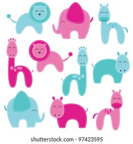 Vector Set of Cute Baby Shower Animals