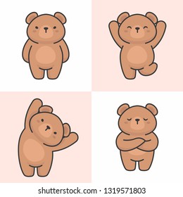 Vector set of cute bear characters