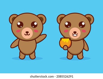 Vector set of cute bear characters