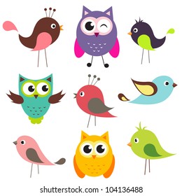 vector set of cute birds