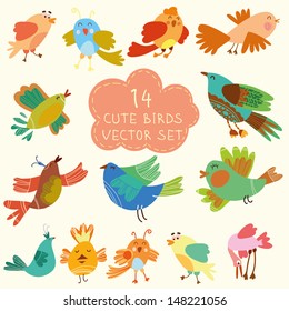 Vector set / Cute birds