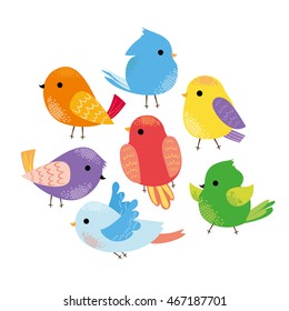 vector set of cute birds