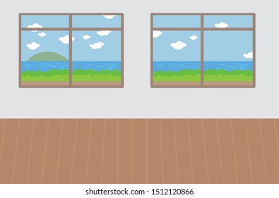 Vector set cute campus school corridor background.