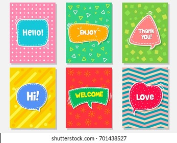 Vector set of cute cards templates