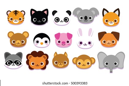 Vector Set Of Cute Cartoon Animals Isolated