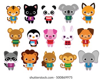 Vector Set Of Cute Cartoon Animals Isolated