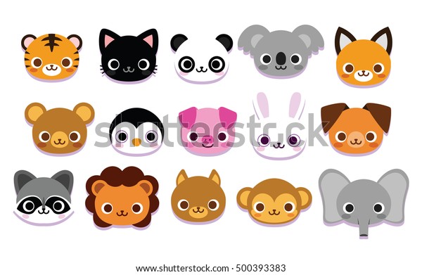 Vector Set Of Cute\
Cartoon Animals\
Isolated