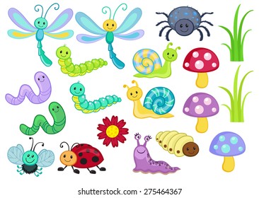 Vector Set of Cute Cartoon Bugs