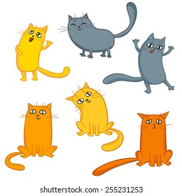 Vector Set Cute Cartoon Cats Various Stock Vector (Royalty Free ...