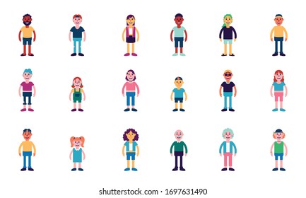 Vector Set Cute Cartoon Character Variety in a City Isolated