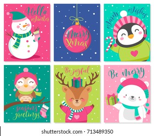 Vector Set Of Cute Cartoon Character Illustration For Christmas And New Year