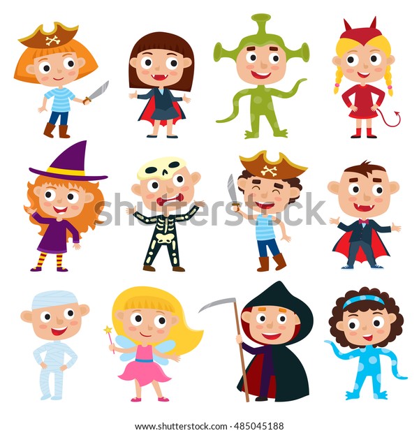 Vector Set Cute Cartoon Children Colorful Stock Vector (Royalty Free ...