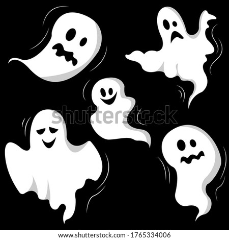 Vector set of cute cartoon ghosts.