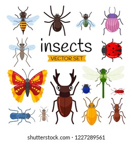 Vector set of cute cartoon insects.
