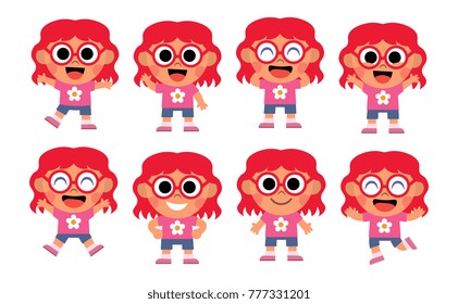 Vector Set Of Cute Cartoon Kids Isolated