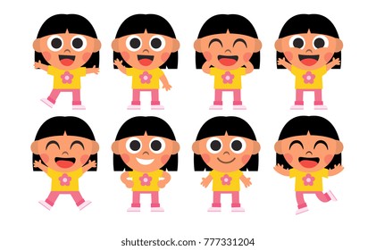 Vector Set Of Cute Cartoon Kids Isolated