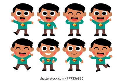 Vector Set Of Cute Cartoon Kids Isolated