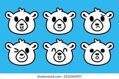 Conjunto de Vector lindo de dibujos animados osito de peluche iconos aislados