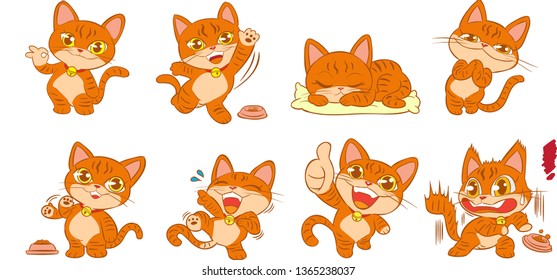 Vector set of cute cat character set