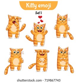 Vector set of cute cat characters. Set 1