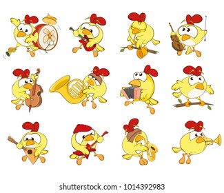 Vector Set of Cute Chickens in Different Poses for you Design. Cartoon Character