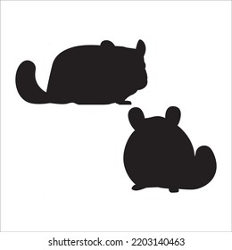 Vector Set Of Cute Chinchilla Silhouettes Illustration Isolated On White Background