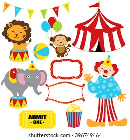 Vector Set of Cute Circus Themed 