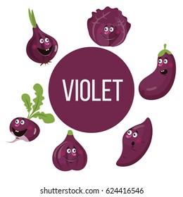 Vector set of cute color emoticon fruits and vegetables. You can use for food icon, background, labels, education card, banner or sticker.