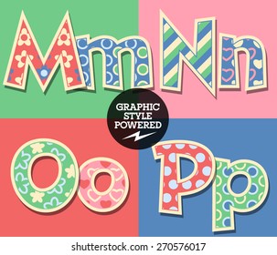 Vector set of cute colorful children font. Uppercase and lowercase letters 