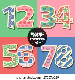 Vector set of cute colorful children font