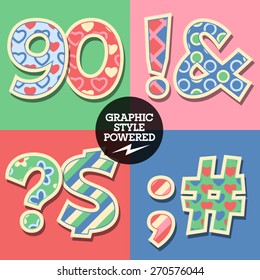 Vector set of cute colorful children font