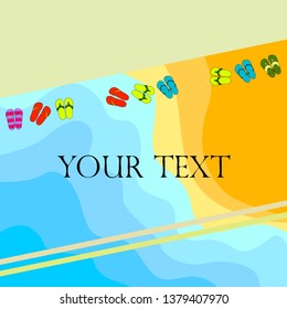 Vector set with cute and colorful summer slippers. Beach vacation. Vector background.