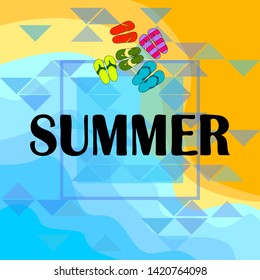 Vector set with cute and colorful summer slippers. Beach vacation. Vector background.